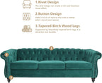 Chesterfield 3 Seater Sofa, Modern Velvet Tufted Couch 3 Seater - Image 6