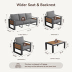 Aoxun Aluminum Patio Furniture Set, 5 Seats Luxury Metal Patio Conversation Sets - Image 2