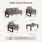 Aoxun Aluminum Outdoor Patio Furniture Set, 2 Seats Metal Sectional Patio - Image 7