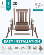SERWALL Outdoor Rocking Chair, HDPE Rocking Chair - Image 8