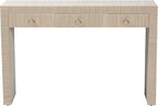 bali & pari Cielo Bohemian Woven Natural Grasscloth 3-Drawer Console Table - Image 5