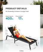 Patio Chaise Lounge Chair, Foldable Lounge Chair - Image 2