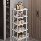 SAN HE Bamboo Shoe Rack 5Tier- Vertical White Shoe Rack by SANHE