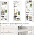 Homykic 6-Tier Bamboo Bookshelves and Bookcases, Adjustable 63.4”Tall Shallow - Image 5