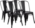 Amazon Basics Metal Dining Chairs, Indoor/Outdoor, Matte Black by AmazonBasics