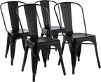 Amazon Basics Metal Dining Chairs, Indoor/Outdoor, Matte Black by AmazonBasics