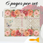 6 Sheets Roses Rub on Transfers - Image 2