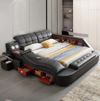 Multifunction Smart King Bed Frame, Luxury Upholstered Platform by AFARTISANFURNITURE