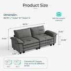 LINSY HOME 90" Modular Cloud Love Seat Sofa, Corduroy Soft Sectional Couch - Image 2