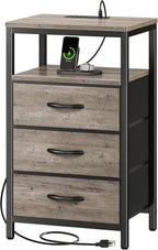 Huuger Nightstand with Charging Station, 27.6 Inch End Table Bedside Table with by Huuger