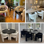 Black Dining Chairs Set of 4, Upholstered Sherpa Barrel Chairs - Image 7