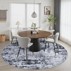 Round Area Rug for Living Room: 8 ft Washable Modern Abstract Soft Thin Rug - Image 3