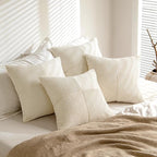 MIULEE Beige Throw Pillow Covers 16x16 Inch Set of 4 Boho Patchwork Cushion - Image 4