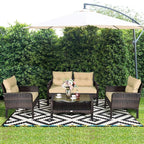 Tangkula 4 Piece Patio Furniture Set, Outdoor Wicker Conversation Set - Image 2