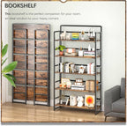 4NM No Assembly Extra Wide 5 Tiers Folding Bookshelf Storage Shelves Vintage - Image 3