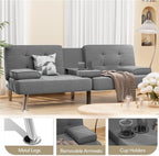 Shahoo Modern Linen Upholstered Convertible Folding Futon Sofa Bed - Image 3