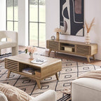 mopio Ensley Coffee Table with Storage, Mid Century Modern, Farmhouse Wood - Image 7