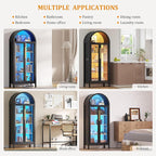 HWB Display Cabinet with Glass Doors, 5-Tier Tall Curio Cabinet with Lights - Image 6