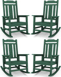 SERWALL HDPE Outdoor Rocking Chair Set of 4, Patio Rocking Chairs Set, Rocking by SERWALL