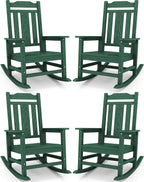 SERWALL HDPE Outdoor Rocking Chair Set of 4, Patio Rocking Chairs Set, Rocking by SERWALL