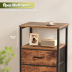 Huuger Night Stand with 2 Drawers, Bed Side Table with Open Shelf, Wooden Top - Image 8
