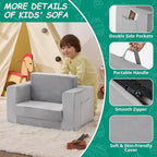 Kids Couch, 2-in-1 Toddler Chair Comfy 1-3 Years Old, Convertible Kids Chair - Image 4