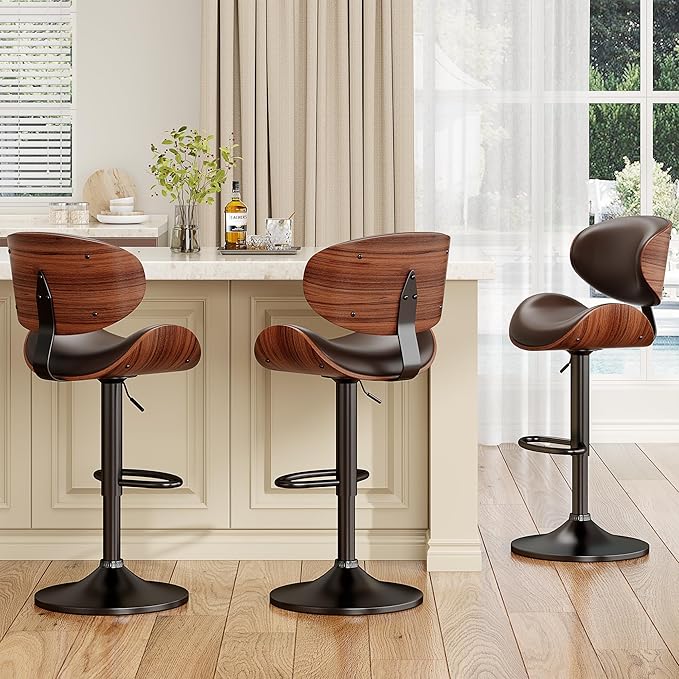 YaFiti Swivel Bar Stools Set of 2, Modern PU Leather Adjustable Counter Stool - Image 9