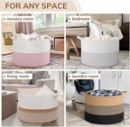 INDRESSME 115L Extra Large Cotton Rope Basket, Woven Baby laundry Blanket Basket - Image 4