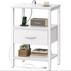 SUPERJARE Nightstand with Charging Station, Bed Side Table with Adjustable by SUPERJARE