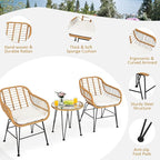 Tangkula 3 Pieces Patio Bistro Set, Rattan Conversation Set - Image 6