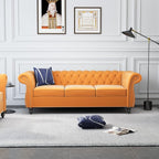 ORRD 2 Piece Living Room Set, Velvet Chesterfield Sofa Loveseat Couch - Image 3