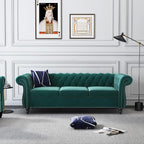 2 Piece Living Room Set, Velvet Chesterfield Sofa Couch Chair - Image 3