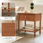 AMERLIFE 24" Wooden Nightstand, Vintage Bedside Table - Image 7
