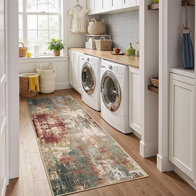 RELEANY Washable Area Rugs 2'x10' Non-Slip Modern Abstract Soft - Image 4