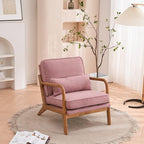 VINGLI Cozy Living Room Chairs, Linen Pink Accent Chairs Set of 2, Wood Lounge - Image 5