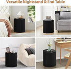 AVZEAR Small Round Side Table Fluted Night Stand Set of 2, Mid Century Modern - Image 5