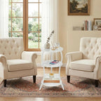 Small Round Side Table with Charging Station, 3-Tier Waist Circular End Table - Image 2