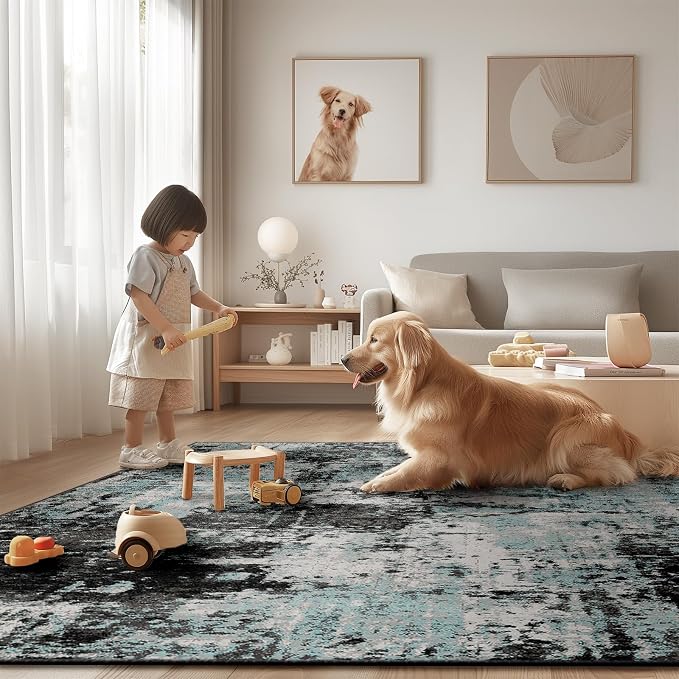 RELEANY Washable Area Rugs Square 8ft Non-Slip Modern Abstract Soft - Image 6