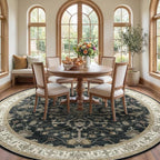 RELEANY Area Rugs Round 10ft Washable Non-Slip, Floral Vintage Distress Print - Image 3