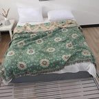 Boho Throw Blanket for Bed 100% Cotton Ultra Soft Rustic Quilt Summer Blanket - Image 2