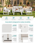 SERWALL 2 Pieces Single Cushioned Lounge Chair, HDPE Outdoor Adirondack Sofa - Image 4