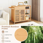 Giantex Bamboo Kitchen Island Cart, Mobile Serving Cart - Image 7