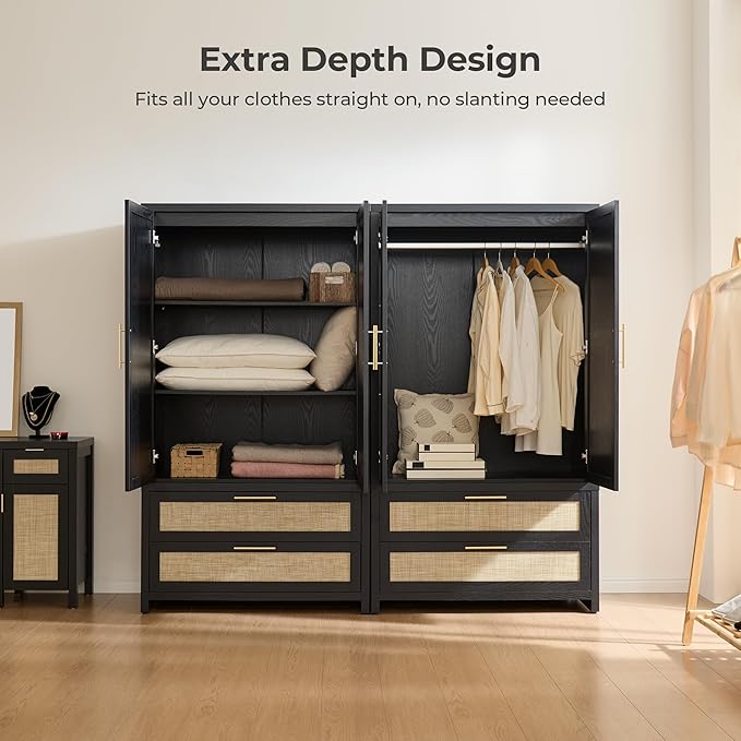 SICOTAS Larger Armoire Wardrobe Closet, Boho Armoire Clothes Organizer - Image 3