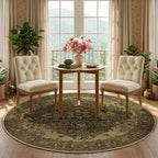 RELEANY Area Rugs Round 5ft Washable Non-Slip, Floral Vintage Distress Print - Image 2