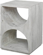 MY SWANKY HOME Elegant Scandi Contemporary Accent Table Solid Wood Distressed - Image 3