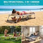 ABORON Sun Tanning Chair, 3 in 1 5 Positions Adjustable Heavy Duty Folding - Image 3