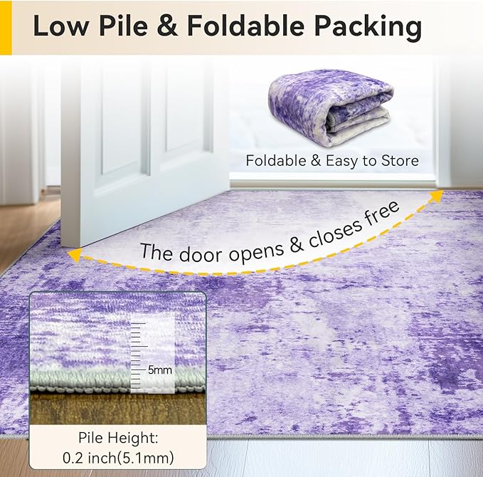 RELEANY Washable Area Rugs 2'x8' Non-Slip Modern Abstract Soft - Image 8