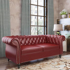 Chesterfield Loveseat Sofa, Modern Leather Small Sofa Couch 2 Seater - Image 3