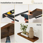 Fun Memories Floating Shelves for Wall, 12 Inch Set of 3 Rustic Wood Wall - Image 8