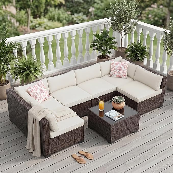 7-Piece Outdoor Sectional Furniture Set, Patio Furniture Sets - Image 7